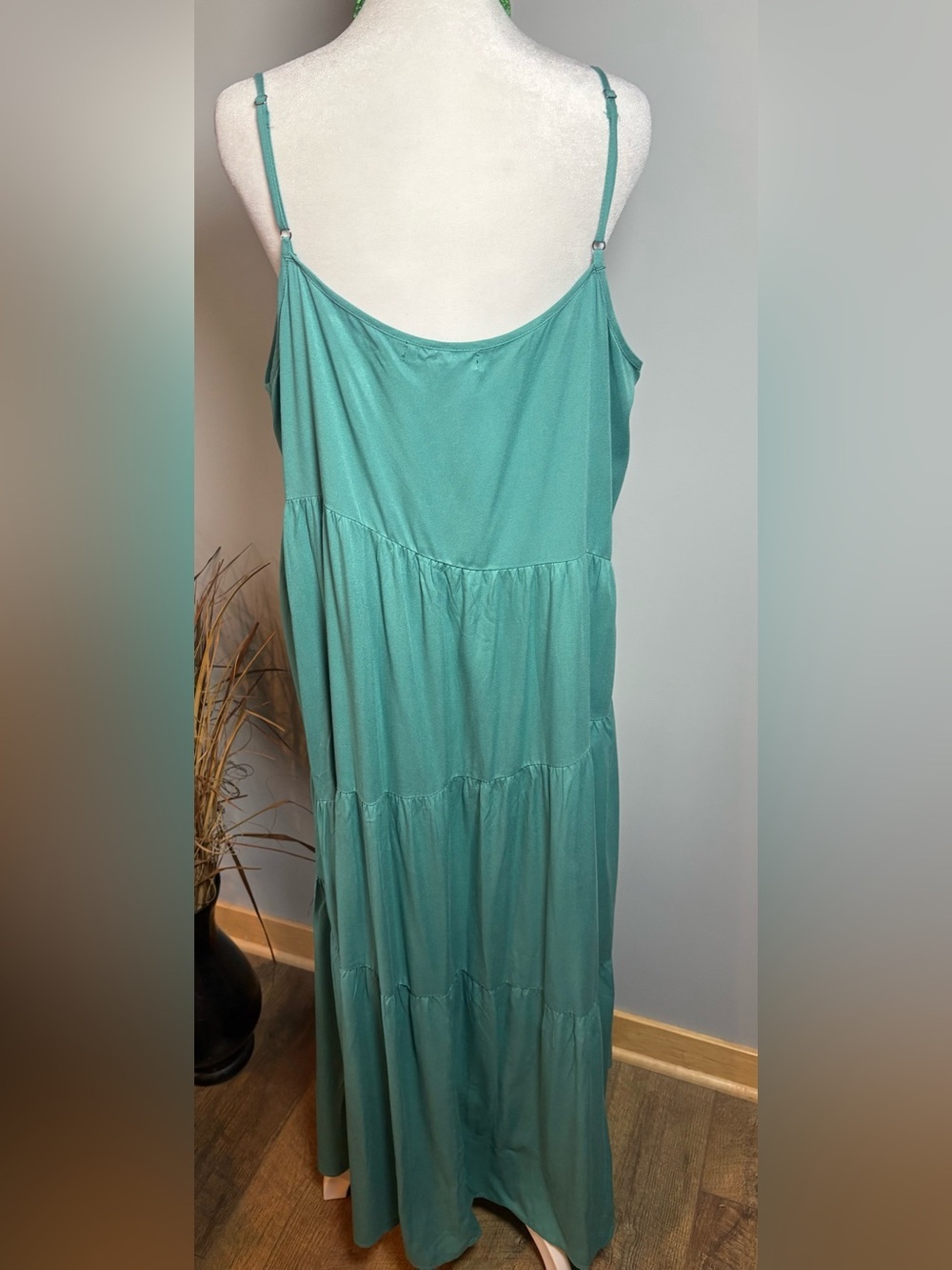 NWT ANRABESS Teal Tiered Maxi Dress XL Boho Beach Vacation Flowy - Picture 2 of 11